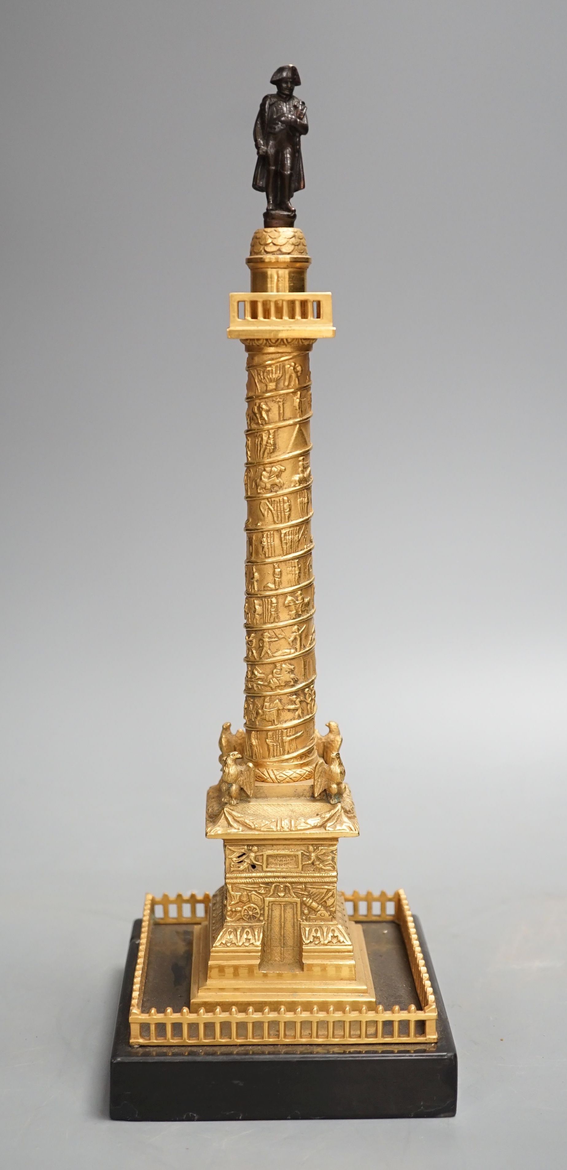 An ormolu and bronze model of Napoleon’s Vendome column, 31.5cm tall